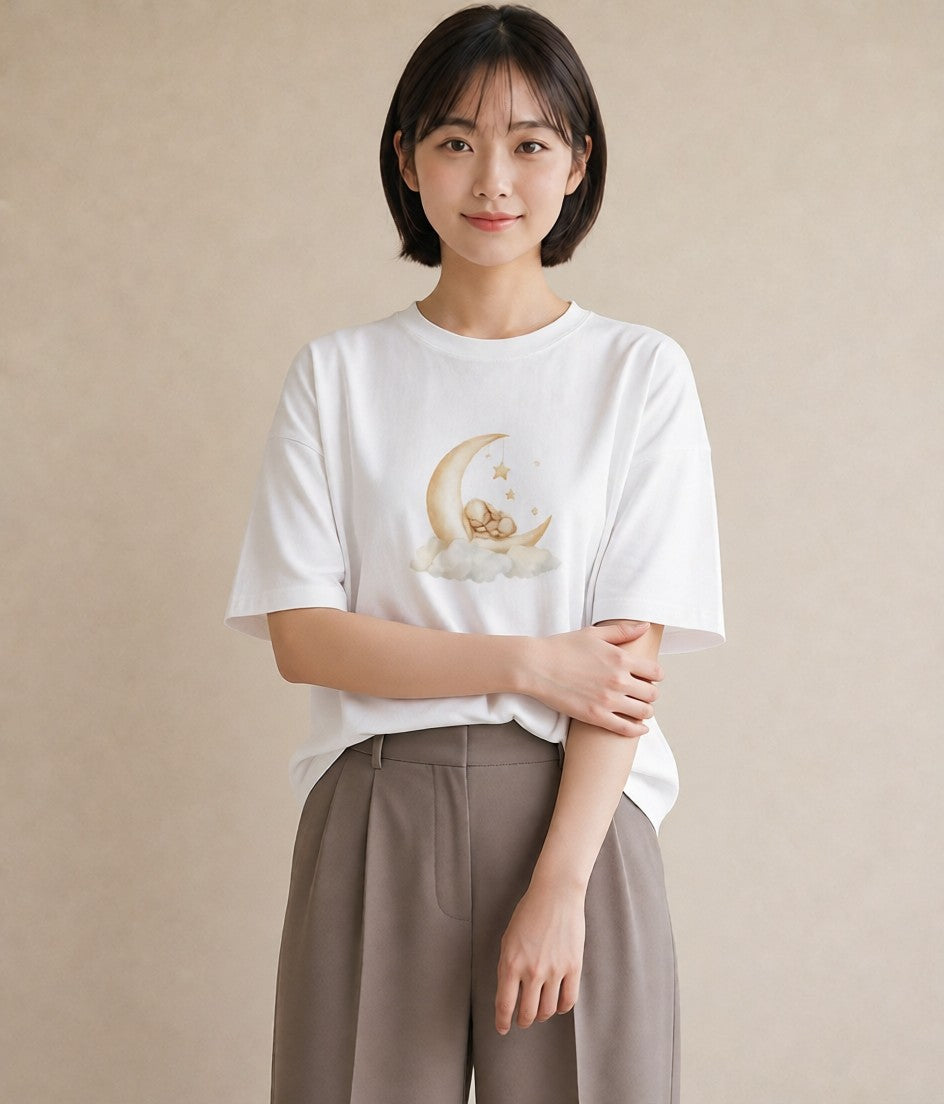 グラフィックTシャツ レディース 星空 宇宙 イラスト 韓国風 旅行用 海 白T