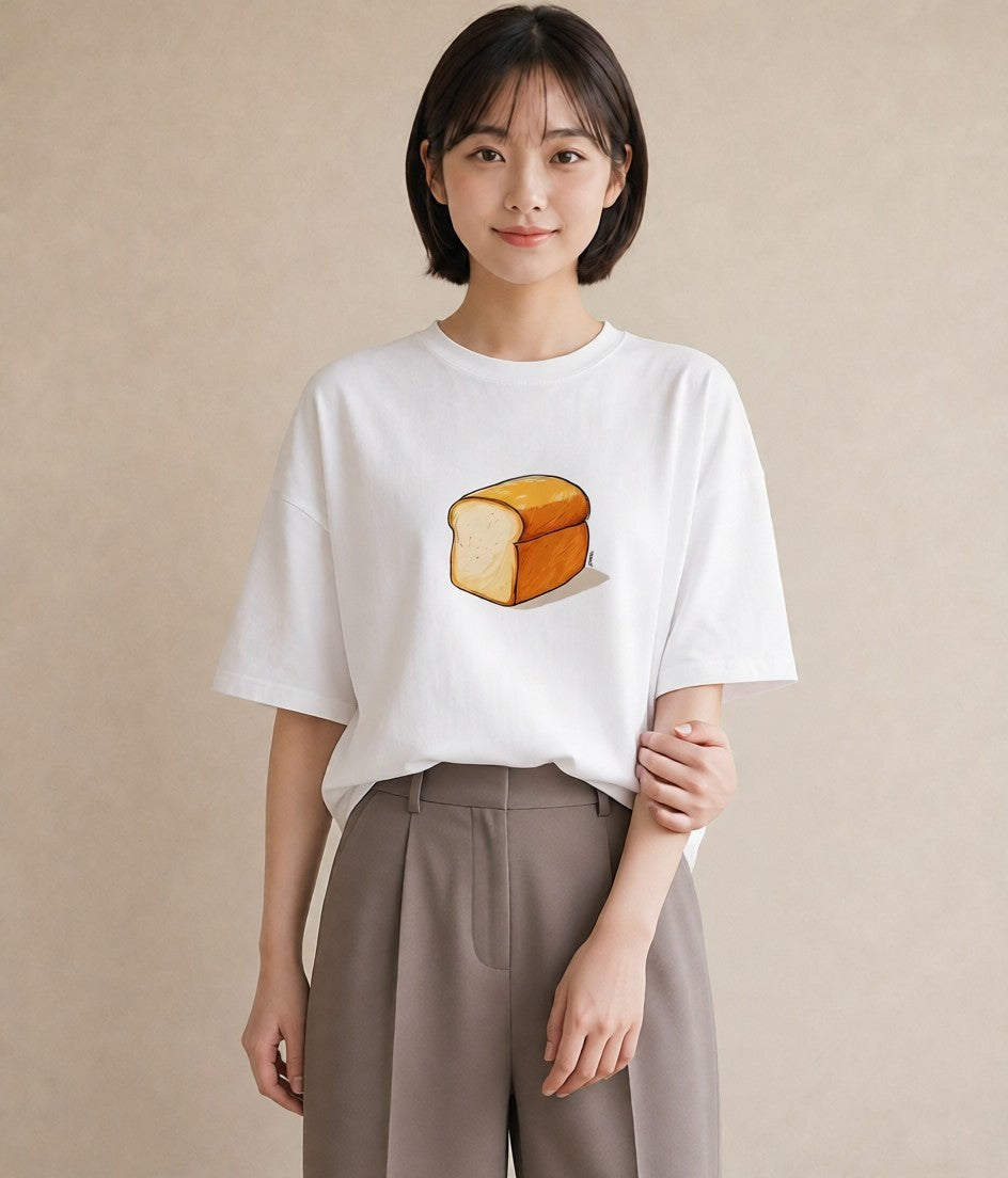 グラフィックTシャツ レディース パン 食べ物 フード イラスト 休日コーデ ホワイトデー 春服 白T