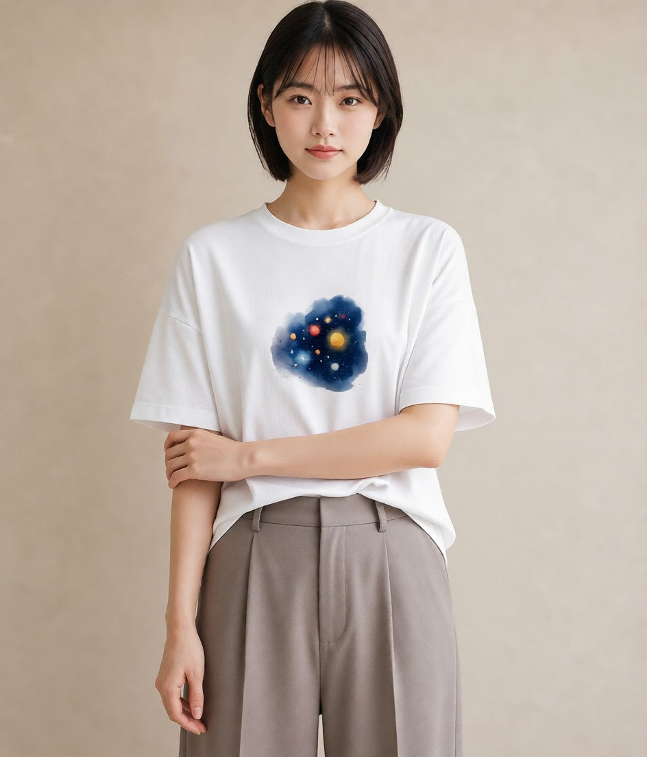 デザインTシャツ レディース 蠍座 星空 宇宙 イラスト ラフ 自分用 ルームウェア 白T