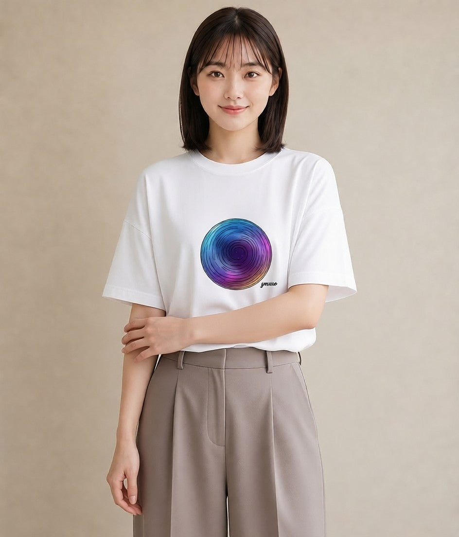 デザインTシャツ レディース 宇宙 星空 イラスト 水彩風 誕生日プレゼント 綿100 白T