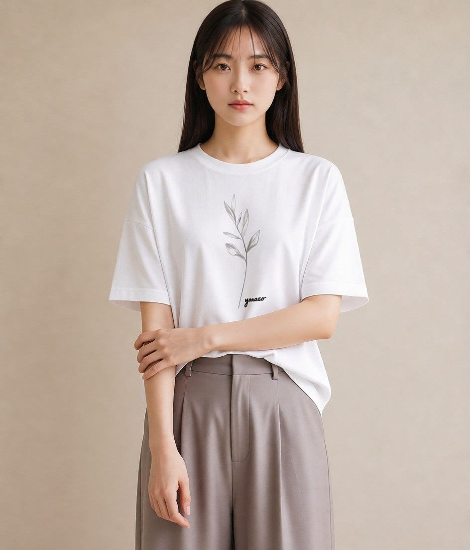 デザインTシャツ レディース 小花 花 フラワー イラスト 普段使い ビーチ デイリーウェア 白T