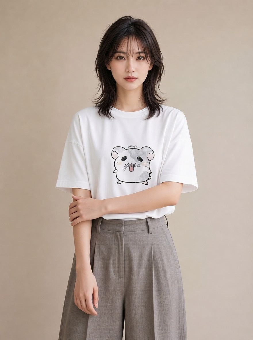 Tシャツ レディース ロボロフスキー ペット 動物 イラスト 個性的 おしゃれギフト 社会人 白T