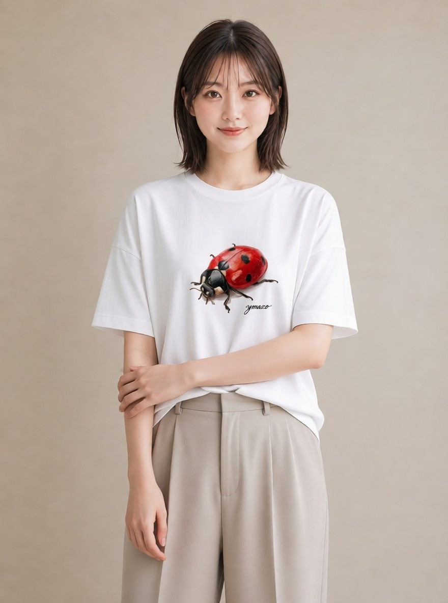 半袖Tシャツ レディース アリ 昆虫 虫 イラスト 手描き風 通勤 在宅 白T
