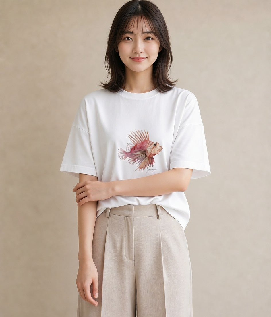Tシャツ レディース マンボウ 海の生き物 海 イラスト 旅行コーデ 旅行 母娘コーデ 白T