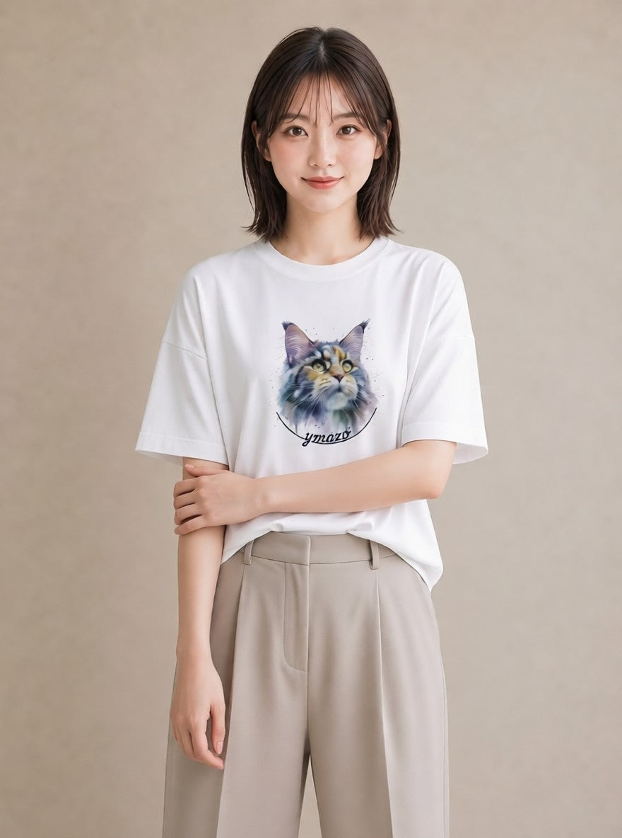 Tシャツ レディース ラグドール 猫 ねこ イラスト ミニマル 母娘コーデ 自分用 白T