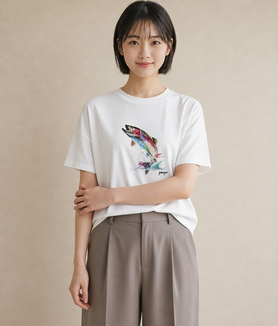 Tシャツ レディース グッピー ペット 動物 イラスト ゆるかわ 女性向けギフト 散歩 白T