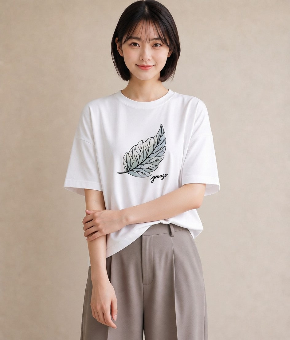 プリントTシャツ レディース 新緑 植物 ボタニカル イラスト ホワイトデー 春服 白T