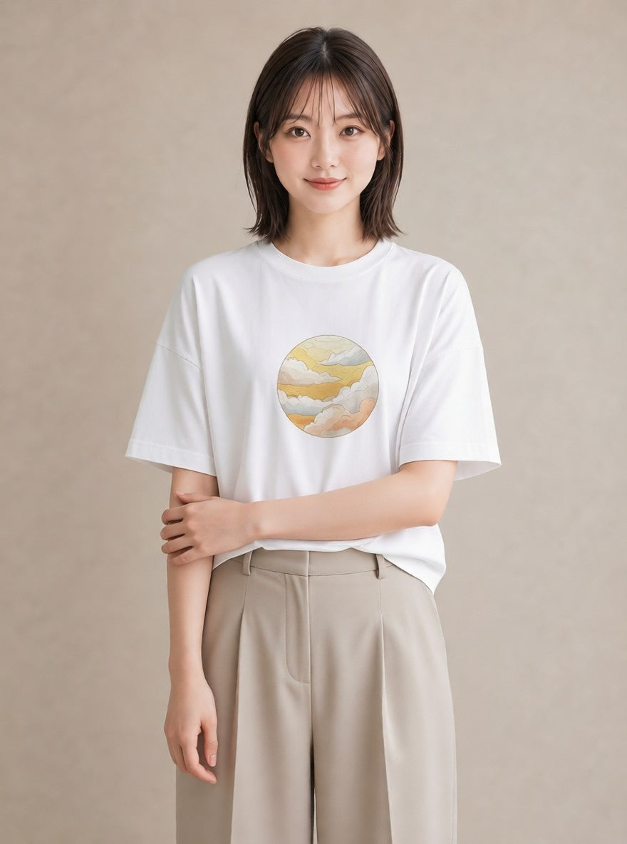 Tシャツ レディース 地球 星空 宇宙 イラスト ラフ 週末コーデ 敬老の日 白T