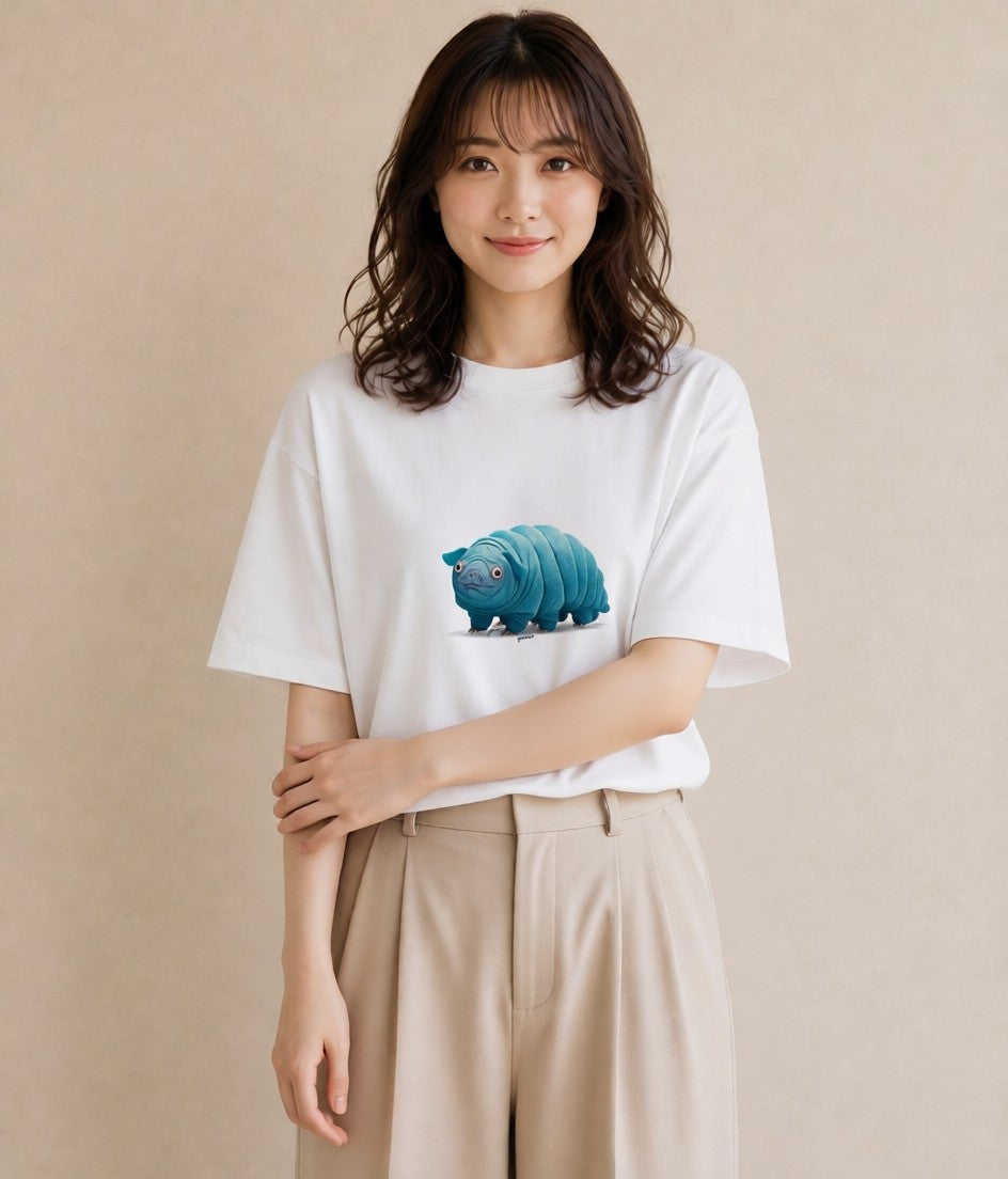 半袖Tシャツ レディース ダンゴムシ 昆虫 虫 イラスト カフェコーデ 女性向けギフト 散歩 白T