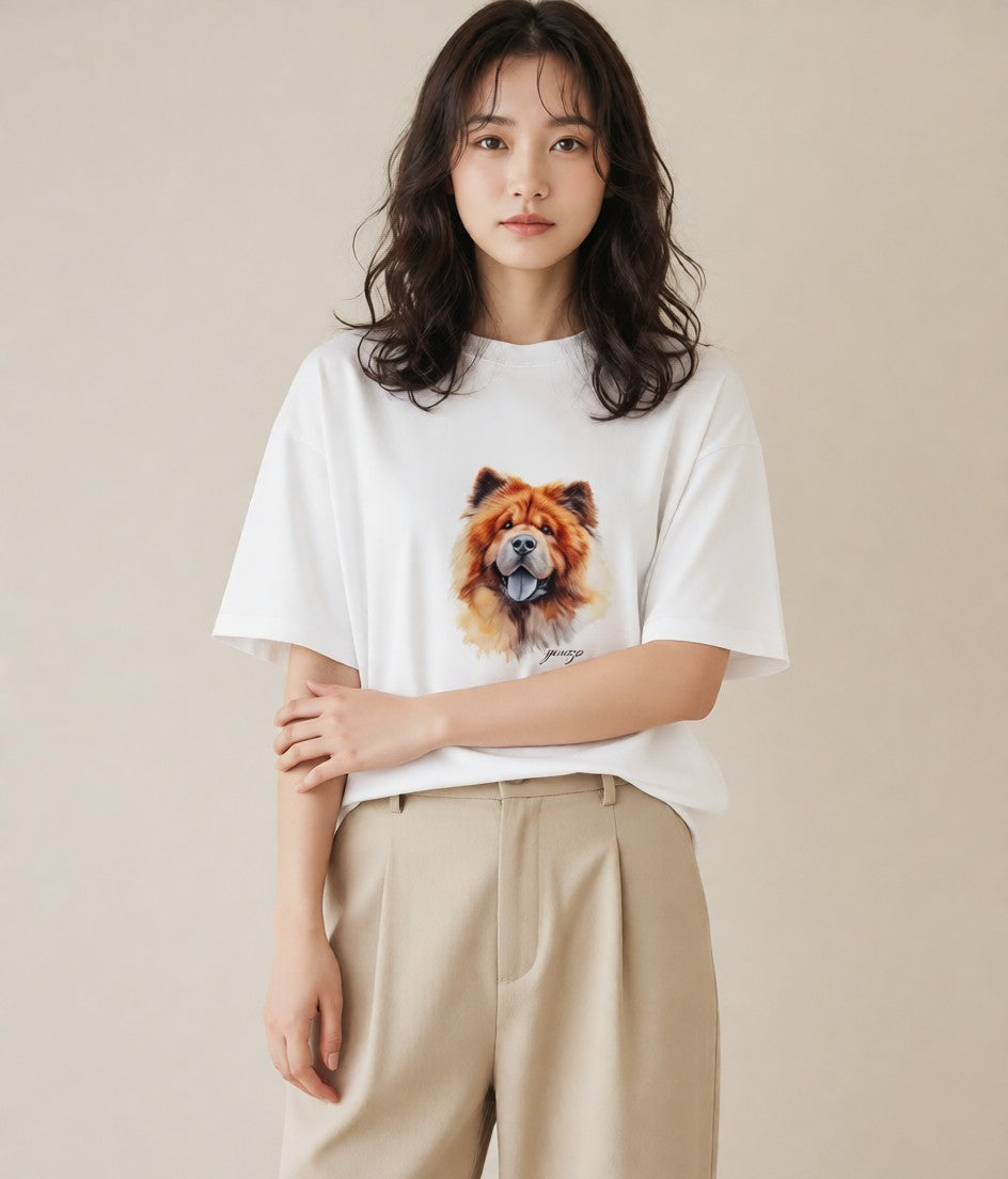 プリントTシャツ レディース 柴犬 しばいぬ 犬 いぬ イラスト 休日コーデ 親子 20代 白T