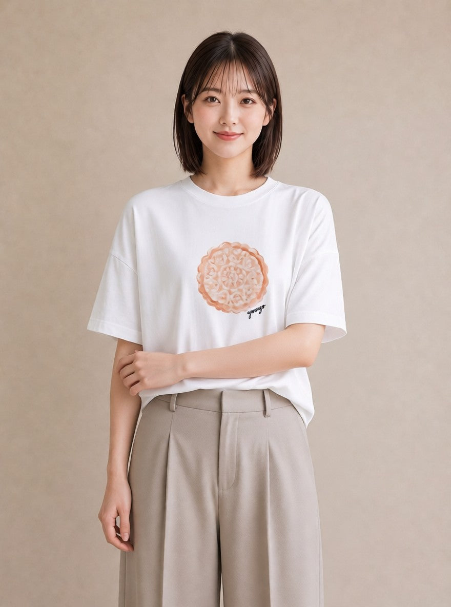 半袖Tシャツ レディース ベーグル 食べ物 フード イラスト シック ホワイトデー 春服 白T
