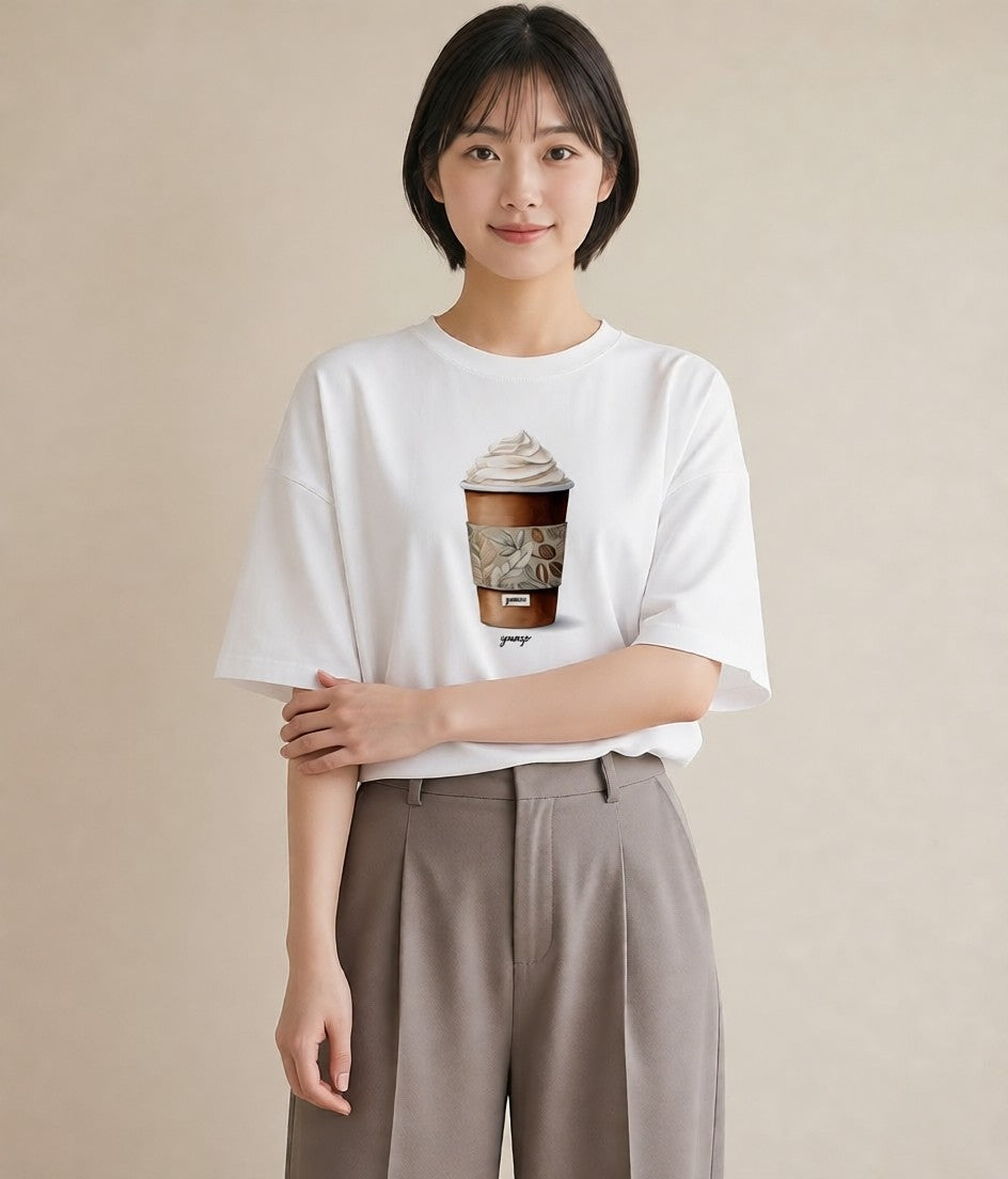 プリントTシャツ レディース エスプレッソ 食べ物 フード イラスト お洒落 お出かけ 普段着 白T