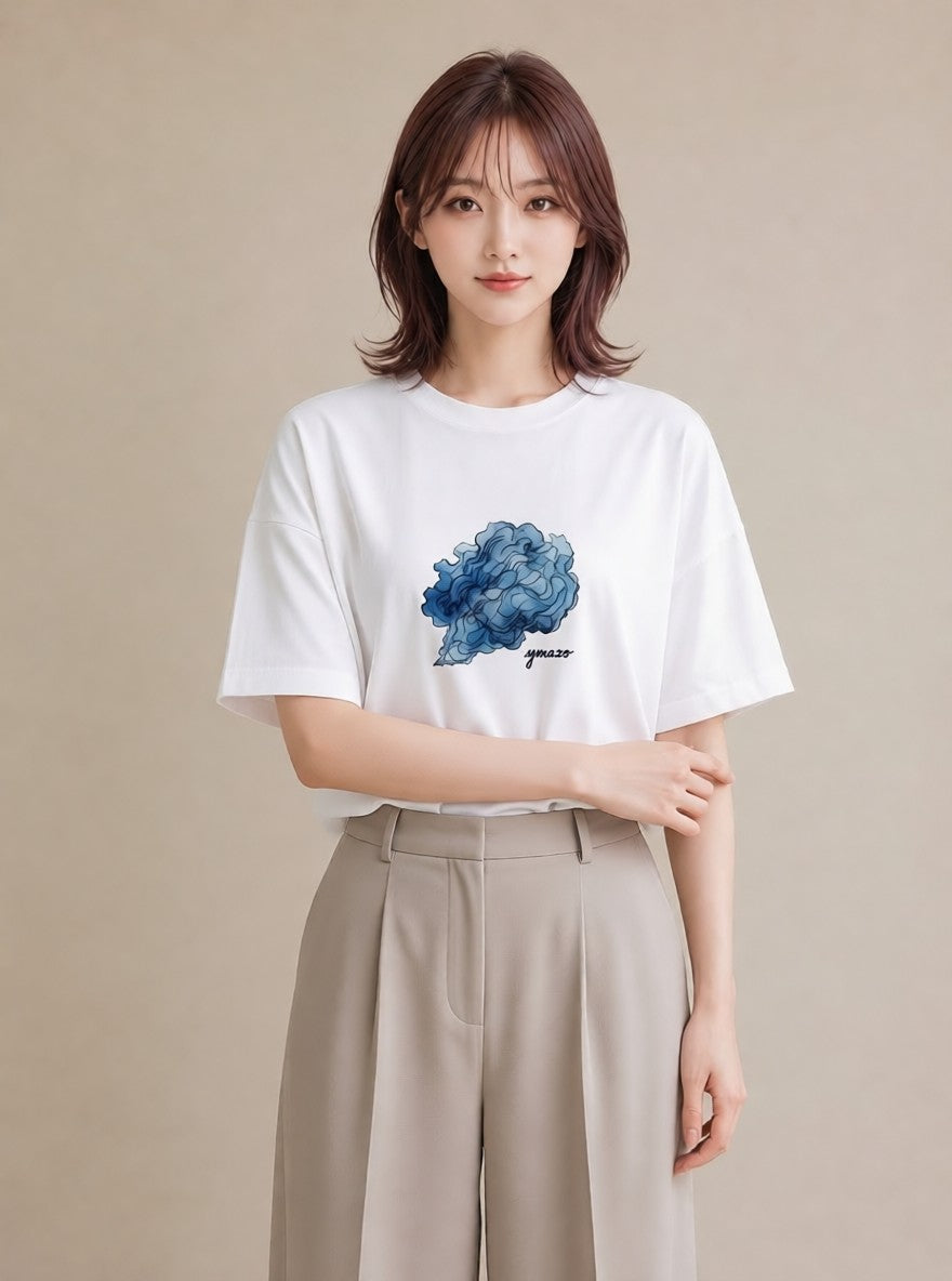 半袖Tシャツ レディース 蟹座 星空 宇宙 イラスト 淡色 クリスマス 旅行 白T