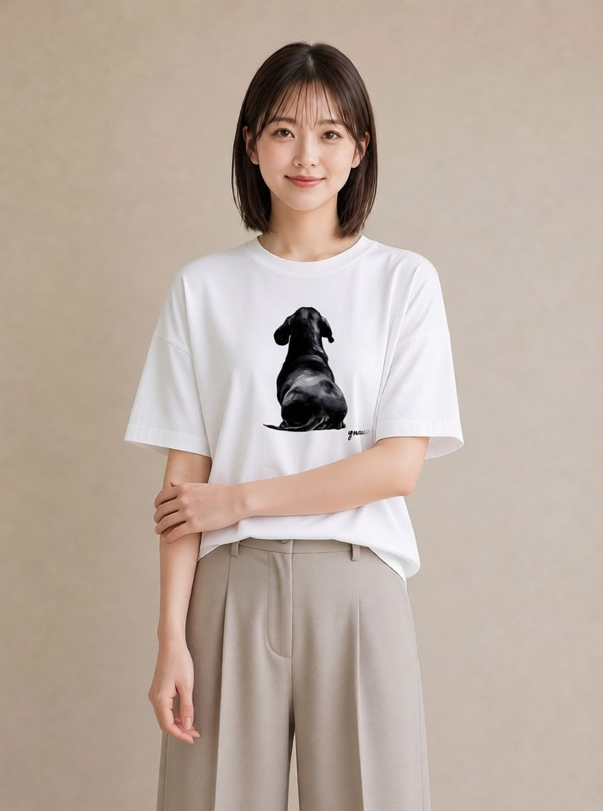 グラフィックTシャツ レディース 犬好き 犬 いぬ イラスト 親子 20代 白T