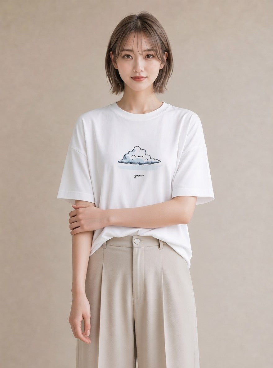 半袖Tシャツ レディース 雨上がりの小道 雨上がり 小道 ナチュラル アンティーク イラスト ポップ 姉妹 送別ギフト 白T