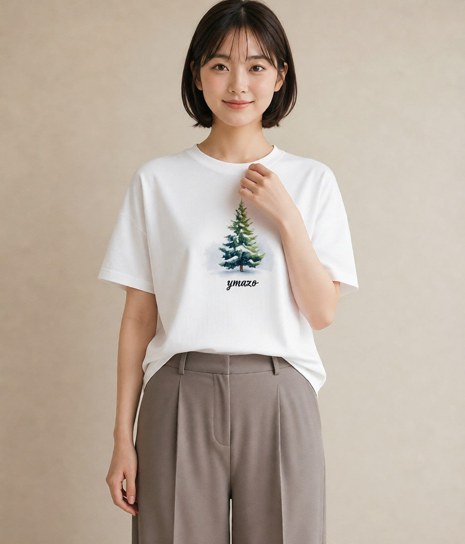 グラフィックTシャツ レディース 雪 星空 宇宙 イラスト ヴィンテージ風 秋コーデ おしゃれギフト 白T