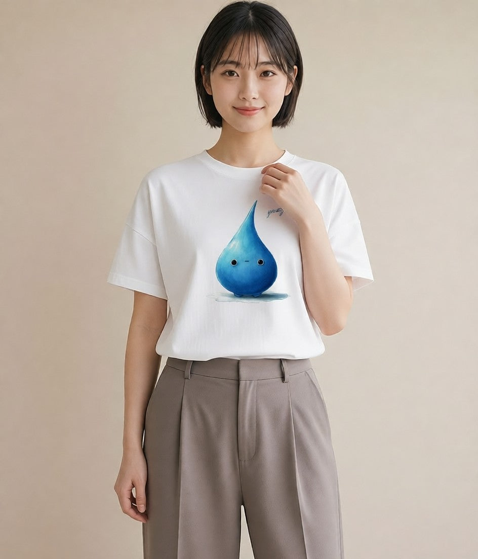 Tシャツ レディース 傘 水たまり 雨 ナチュラル アンティーク イラスト 休日コーデ カフェ巡り 女子会 白T