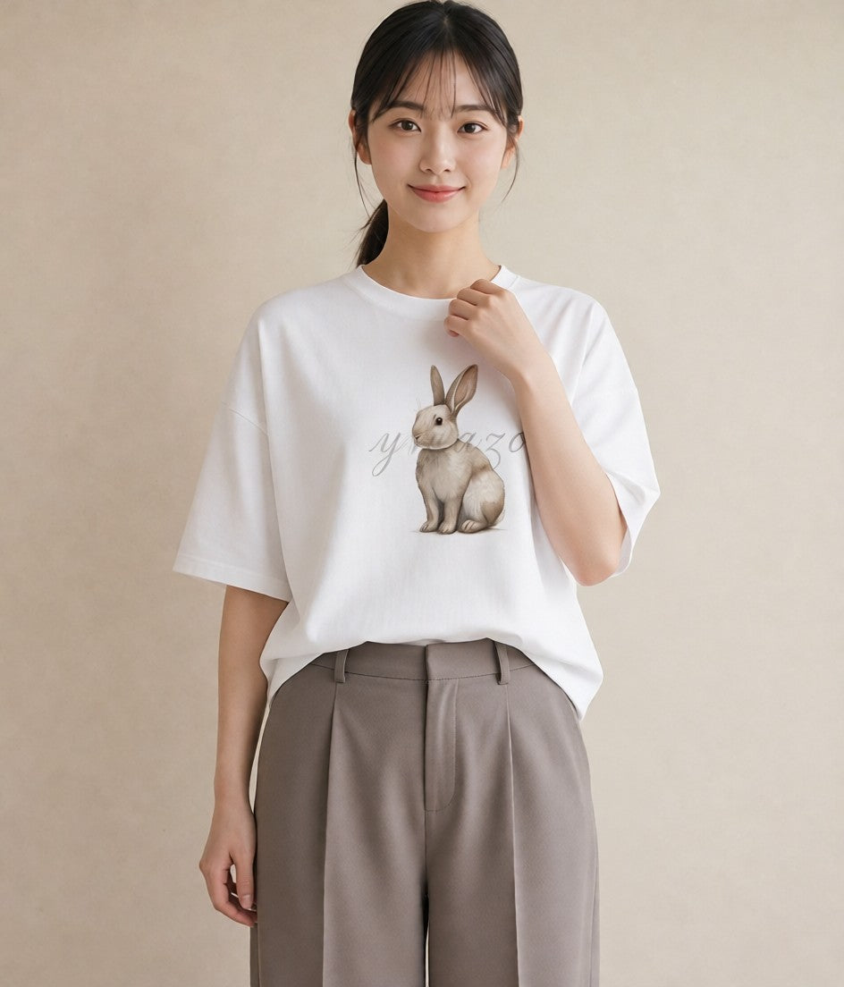 グラフィックTシャツ レディース ホーランドロップ ペット 動物 イラスト 北欧風 部屋着 女性向けギフト 白T