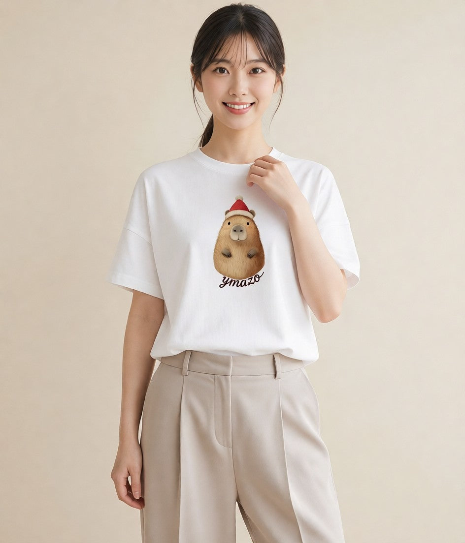 プリントTシャツ レディース ジャンガリアンハムスター ペット 動物 イラスト シンプル 休日 ペアコーデ 白T