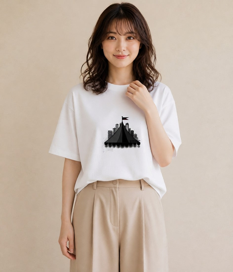 プリントTシャツ レディース 窓辺の雨 雨の日 窓 ナチュラル アンティーク イラスト 秋コーデ おしゃれギフト 白T