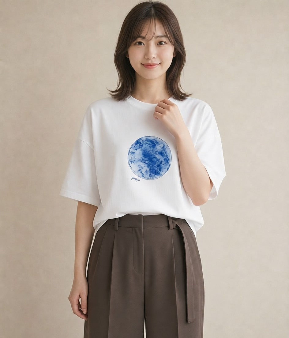プリントTシャツ レディース 牡牛座 星空 宇宙 イラスト シック 公園 ママ 白T