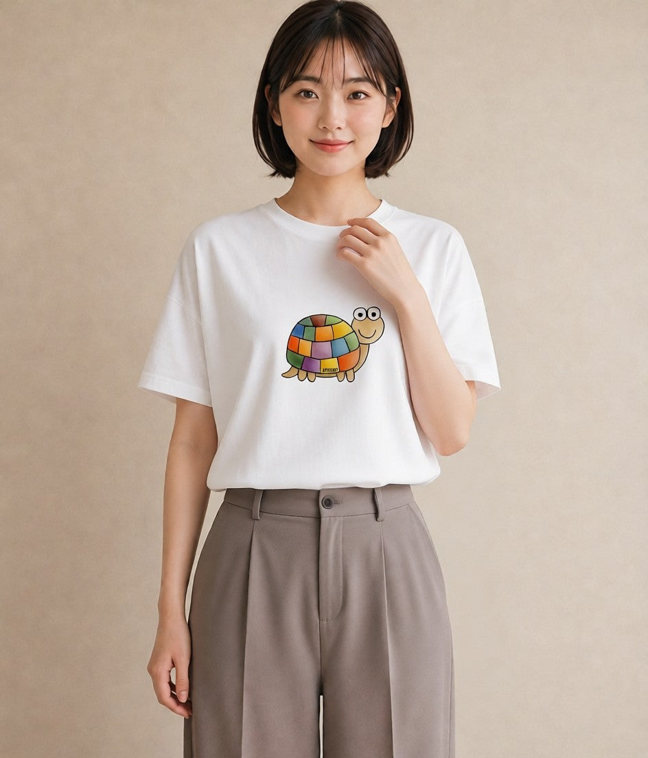 半袖Tシャツ レディース かたつむり 昆虫 虫 イラスト カジュアル お出かけ 普段着 白T