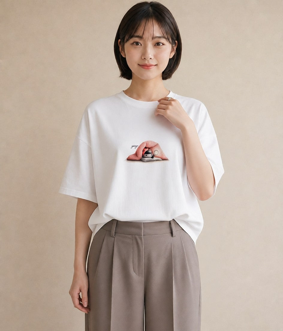 半袖Tシャツ レディース てんとう虫 昆虫 虫 イラスト アート風 姉妹 送別ギフト 白T