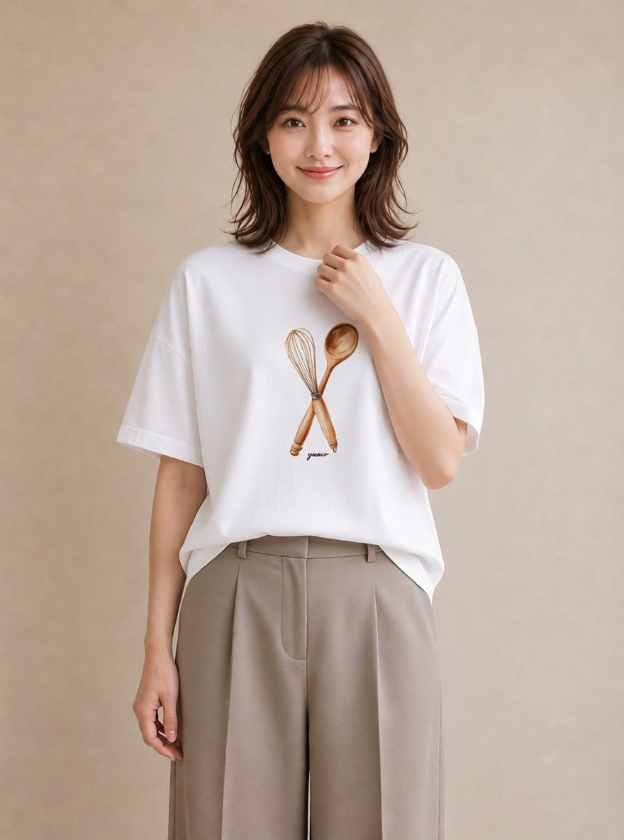 プリントTシャツ レディース 手鏡 アンティーク レトロ ナチュラル イラスト 手描き風 おしゃれギフト 社会人 白T
