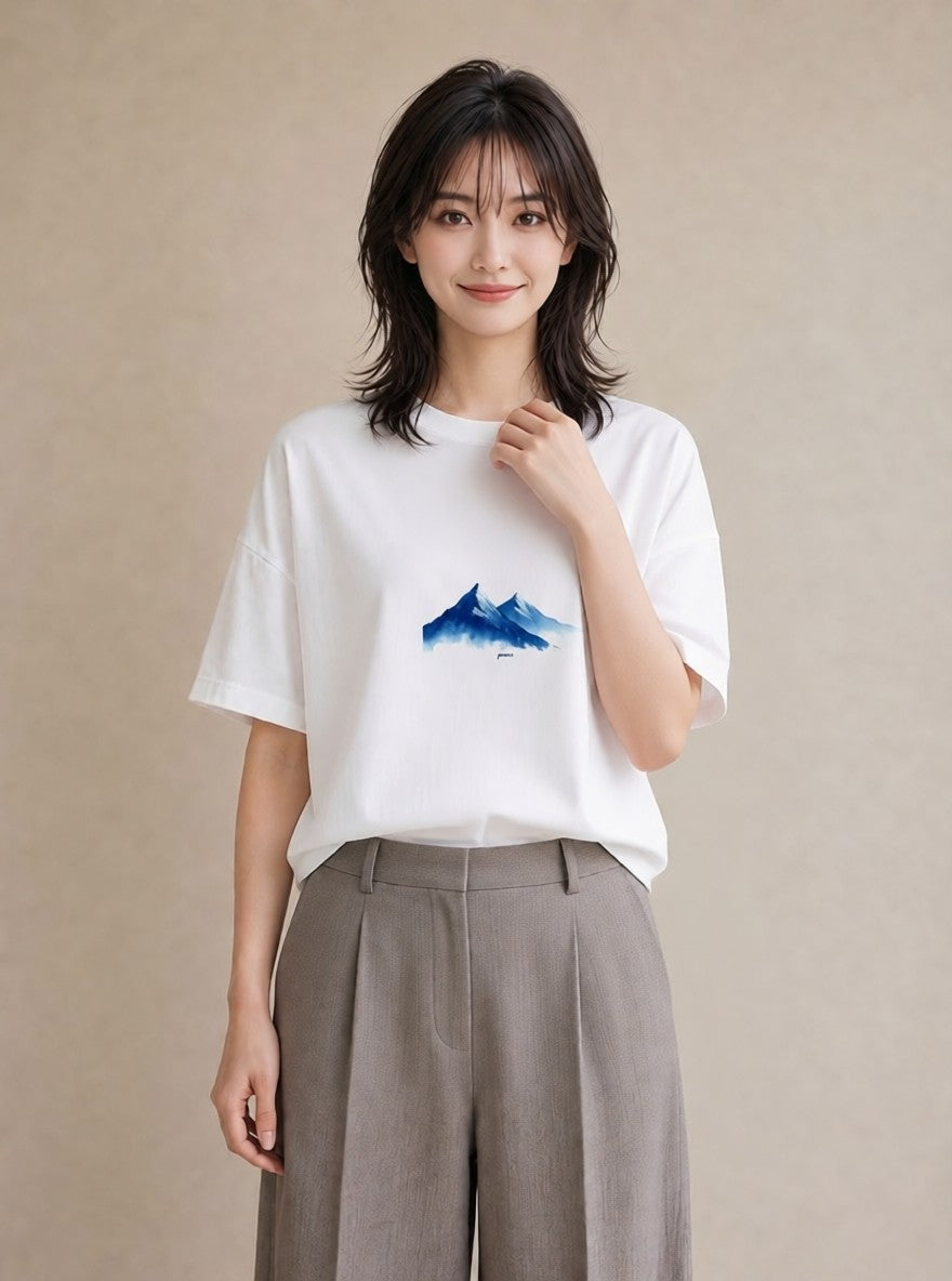 デザインTシャツ レディース 山 星空 宇宙 イラスト フェミニン 旅行 母娘コーデ 白T