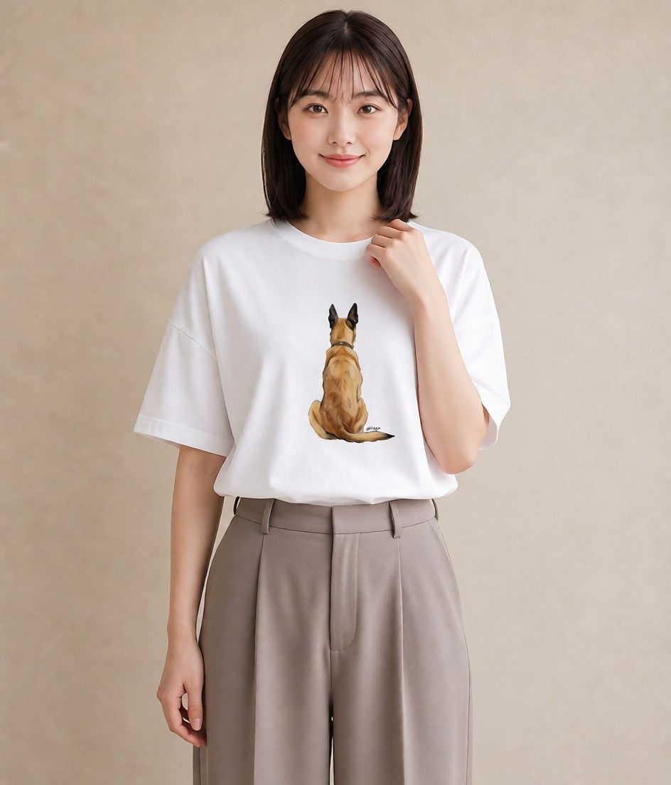 プリントTシャツ レディース ジャーマンシェパード 犬 いぬ イラスト シック 買い物 夏コーデ 白T