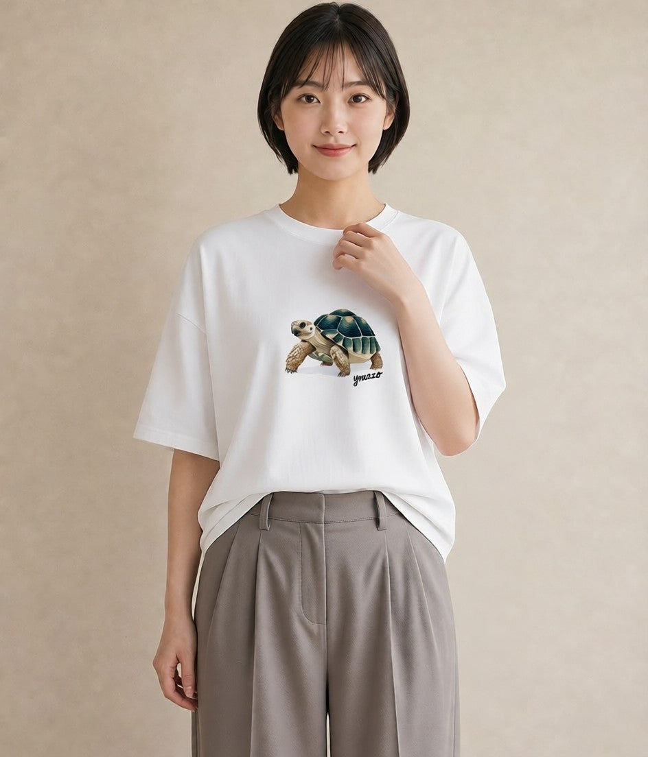 Tシャツ レディース ウミガメ 海の生き物 海 イラスト 休日コーデ 自分用 ルームウェア 白T