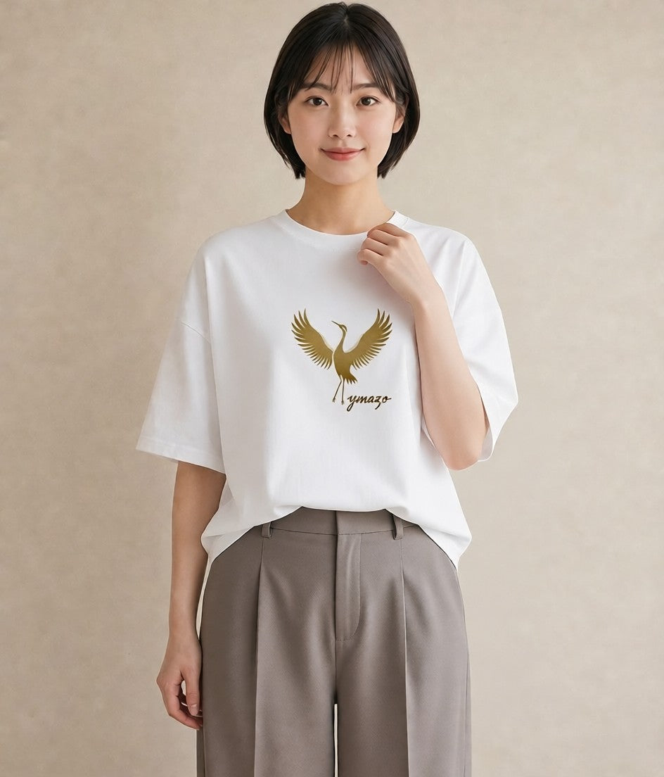 デザインTシャツ レディース 折り鶴 折り紙 ナチュラル アンティーク イラスト お洒落 母娘コーデ 自分用 白T