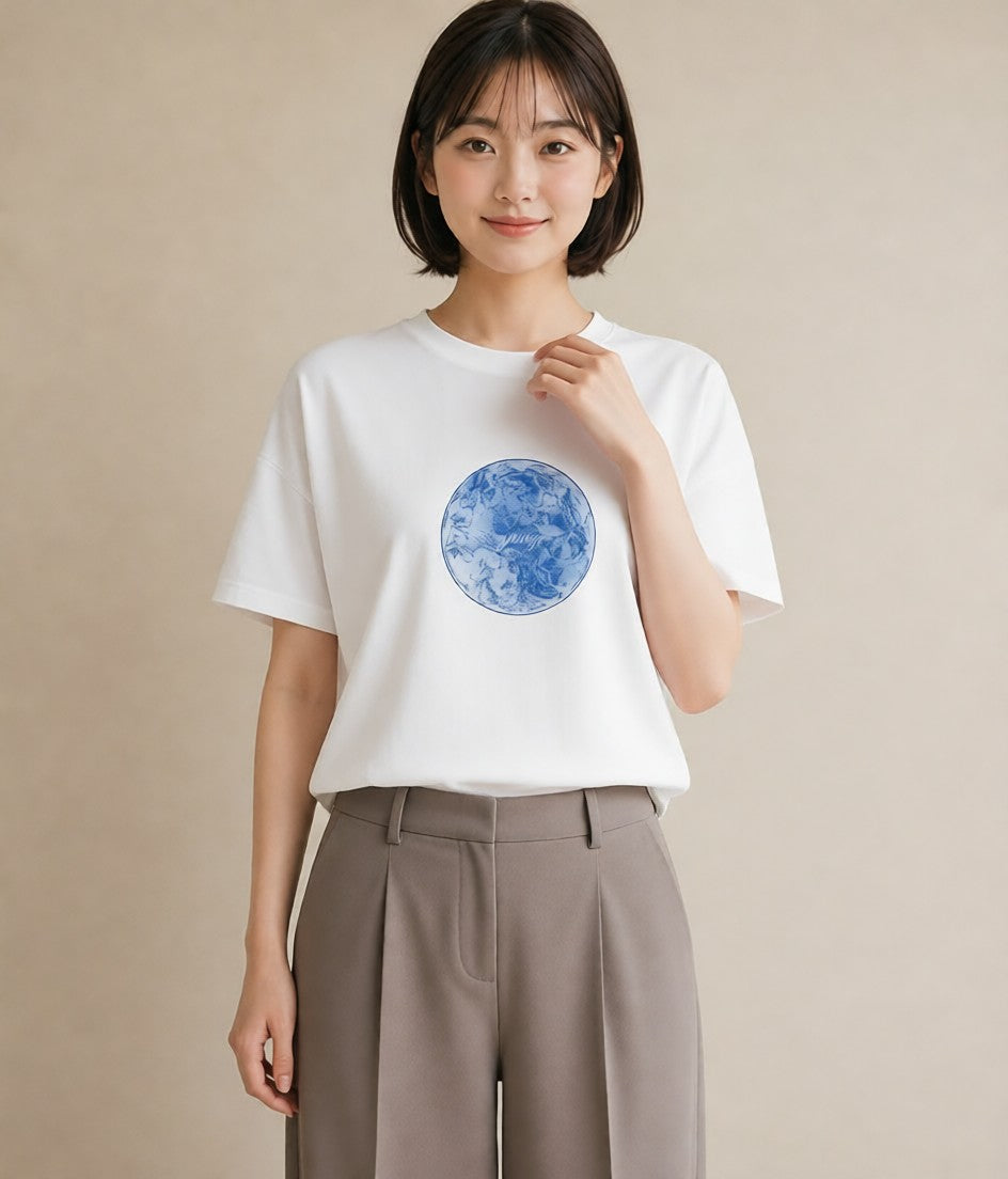 半袖Tシャツ レディース 獅子座 星空 宇宙 イラスト ゆるコーデ カフェ服 クリスマス 白T