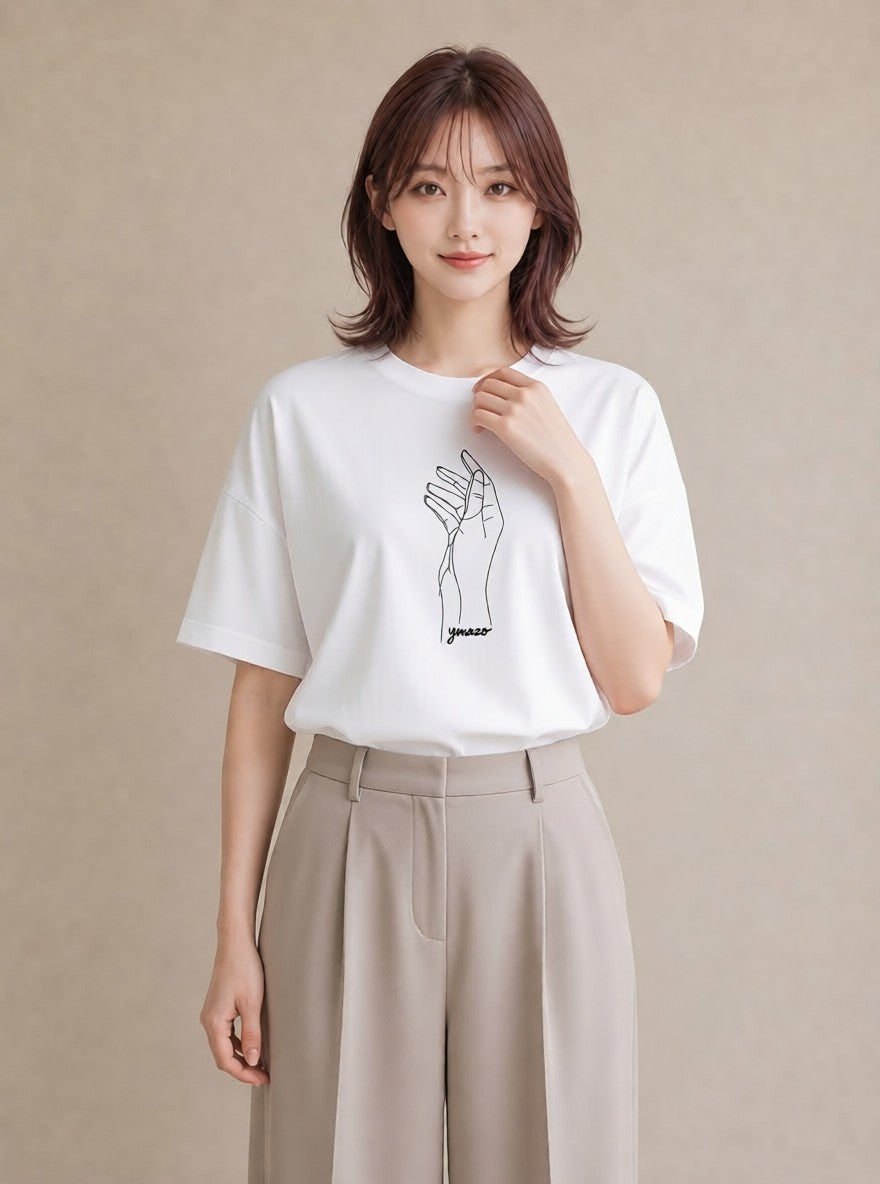 デザインTシャツ レディース 手鏡 アンティーク レトロ ナチュラル イラスト 上品 クリスマス 旅行 白T