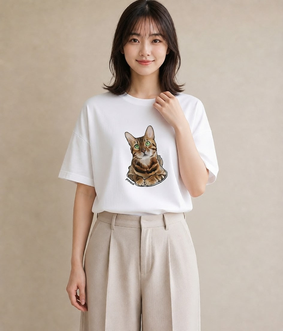 Tシャツ レディース 肉球 猫 ねこ イラスト ガーリー 社会人 女性 白T