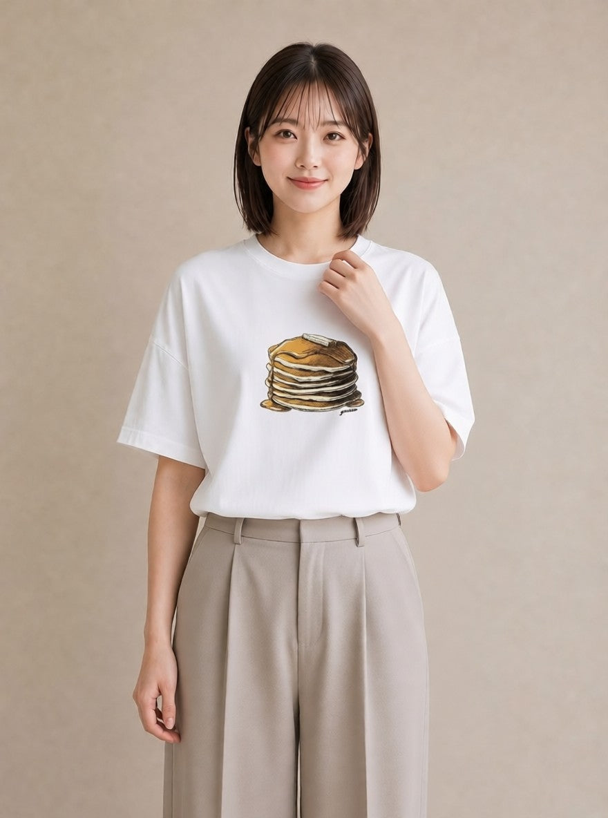 デザインTシャツ レディース どら焼き 食べ物 フード イラスト ユニーク ギフト 母の日 白T