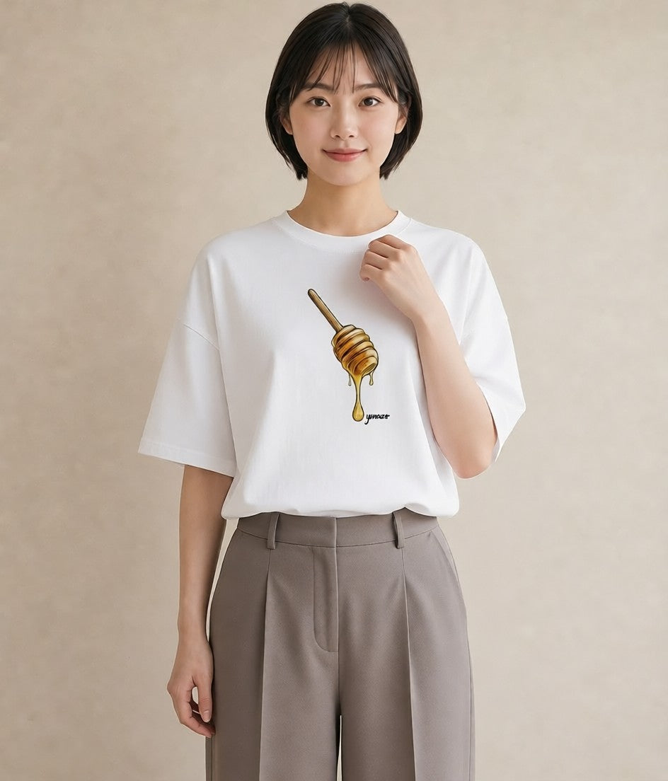 プリントTシャツ レディース はちみつ 食べ物 フード イラスト 春コーデ 姉妹 白T