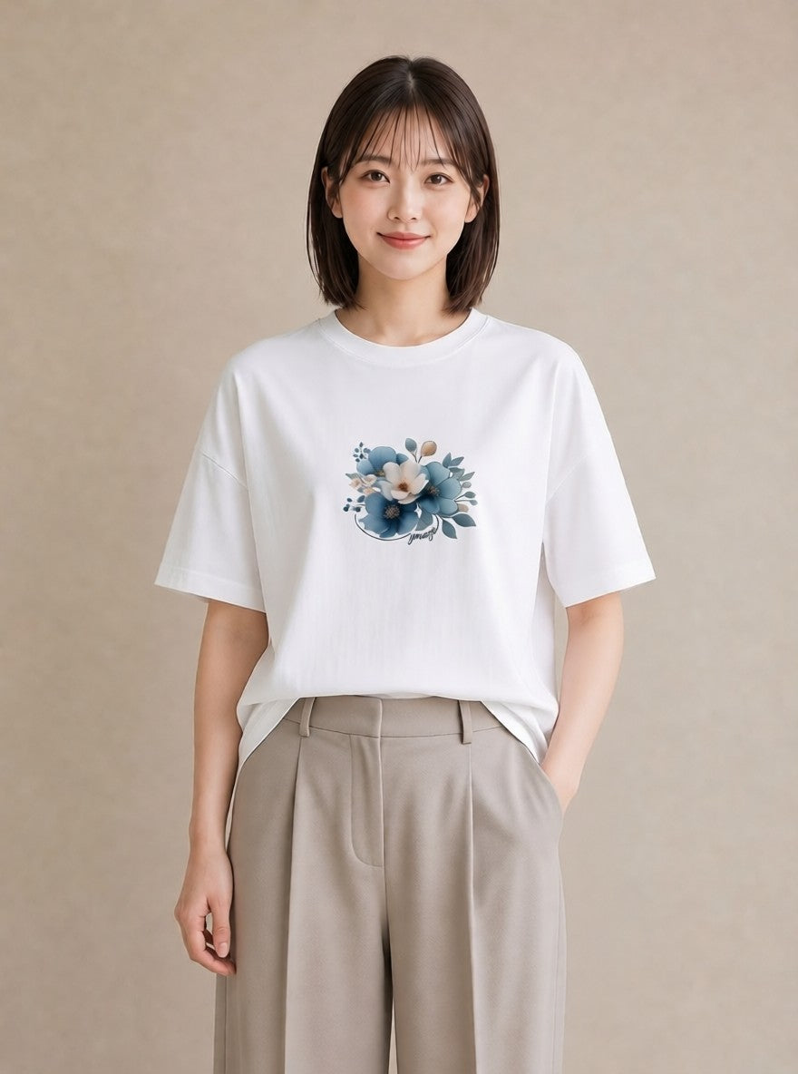 プリントTシャツ レディース ポスト 野の花 レトロ ナチュラル アンティーク イラスト カジュアル 女子会 お揃い 白T