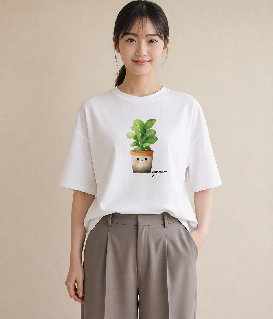 Tシャツ レディース 多肉植物 植物 ボタニカル イラスト 韓国風 母の日 ビーチ 白T