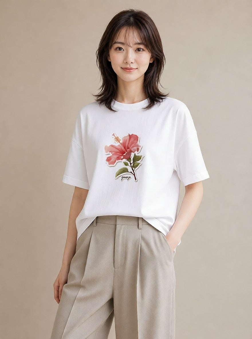 プリントTシャツ レディース 観葉植物 植物 ボタニカル イラスト 普段使い ラフ レイヤード 白T
