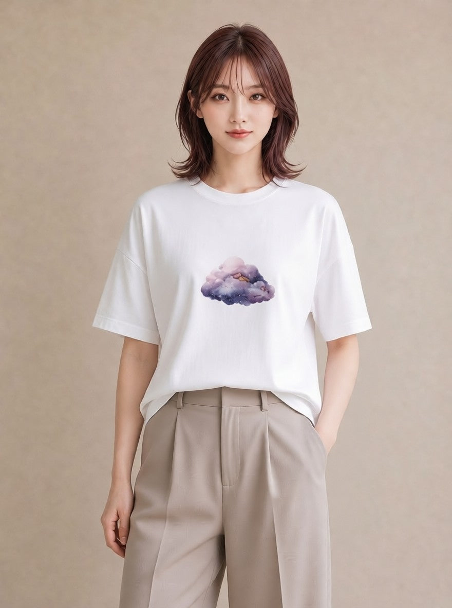 Tシャツ レディース 天秤座 星空 宇宙 イラスト お洒落 レイヤード 友達ギフト 白T
