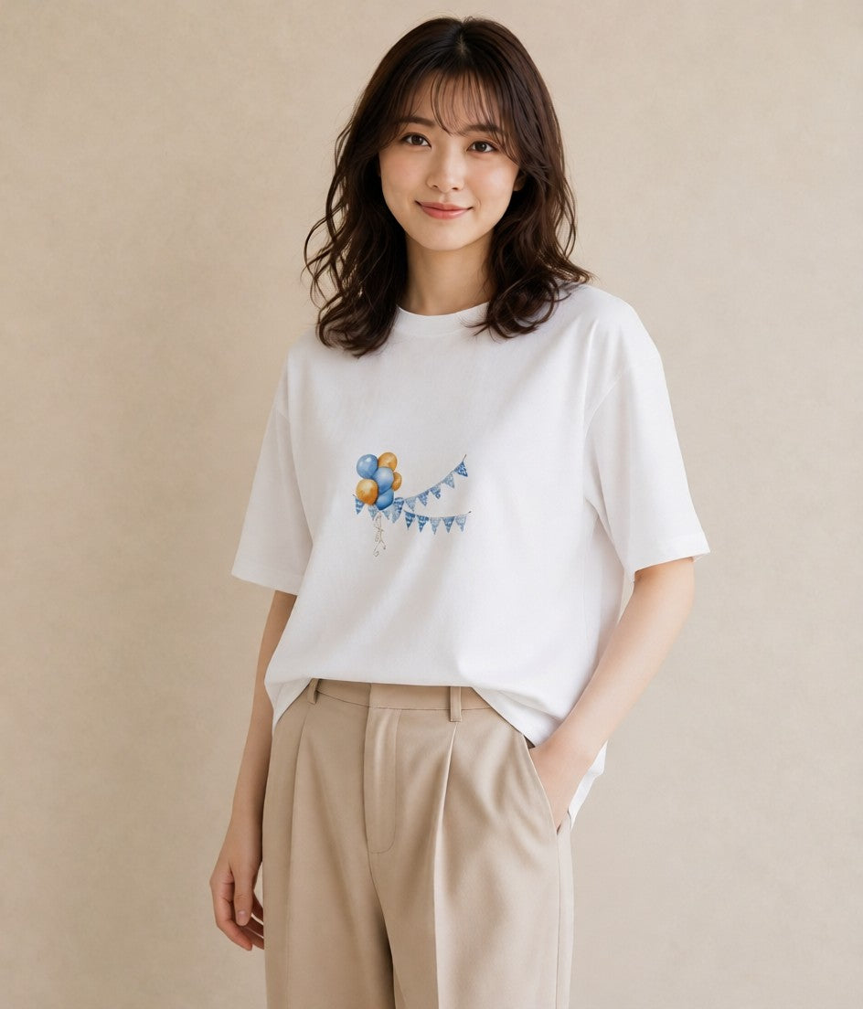 プリントTシャツ レディース 洗濯物 風 ナチュラル アンティーク イラスト シック 親子 20代 白T