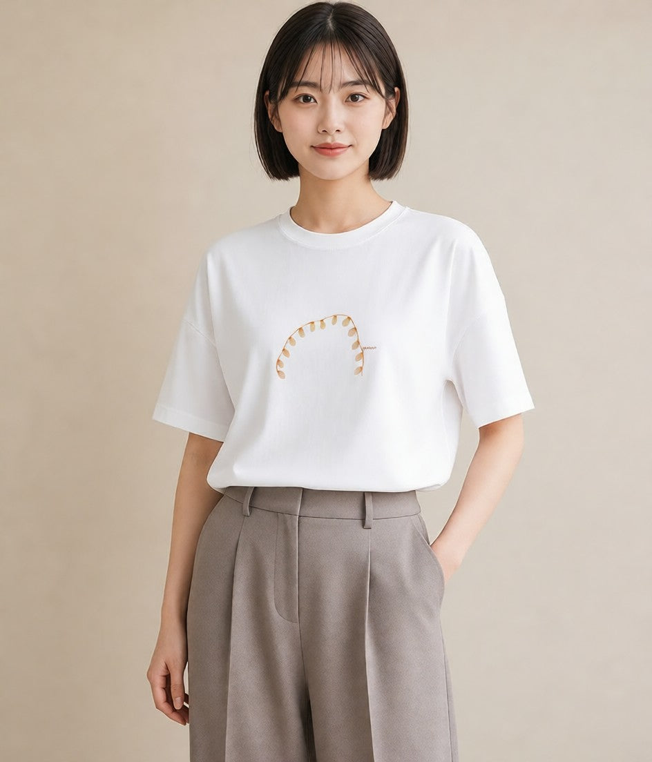 半袖Tシャツ レディース 風鈴 ガラス 夏 ナチュラル アンティーク イラスト ミニマル 買い物 夏コーデ 白T