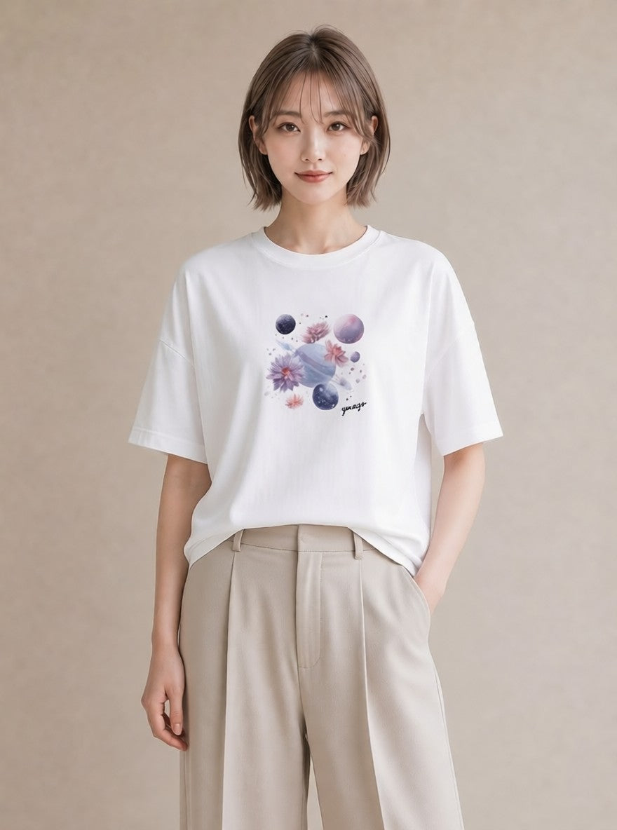 プリントTシャツ レディース 獅子座 星空 宇宙 イラスト ユニーク 姉妹 送別ギフト 白T