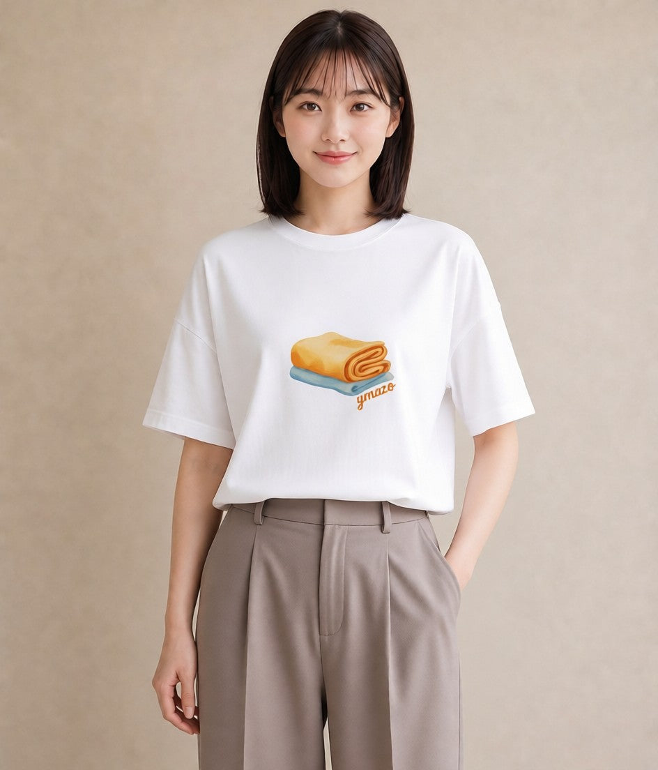 半袖Tシャツ レディース パン 食べ物 フード イラスト 韓国風 社会人 女性 白T