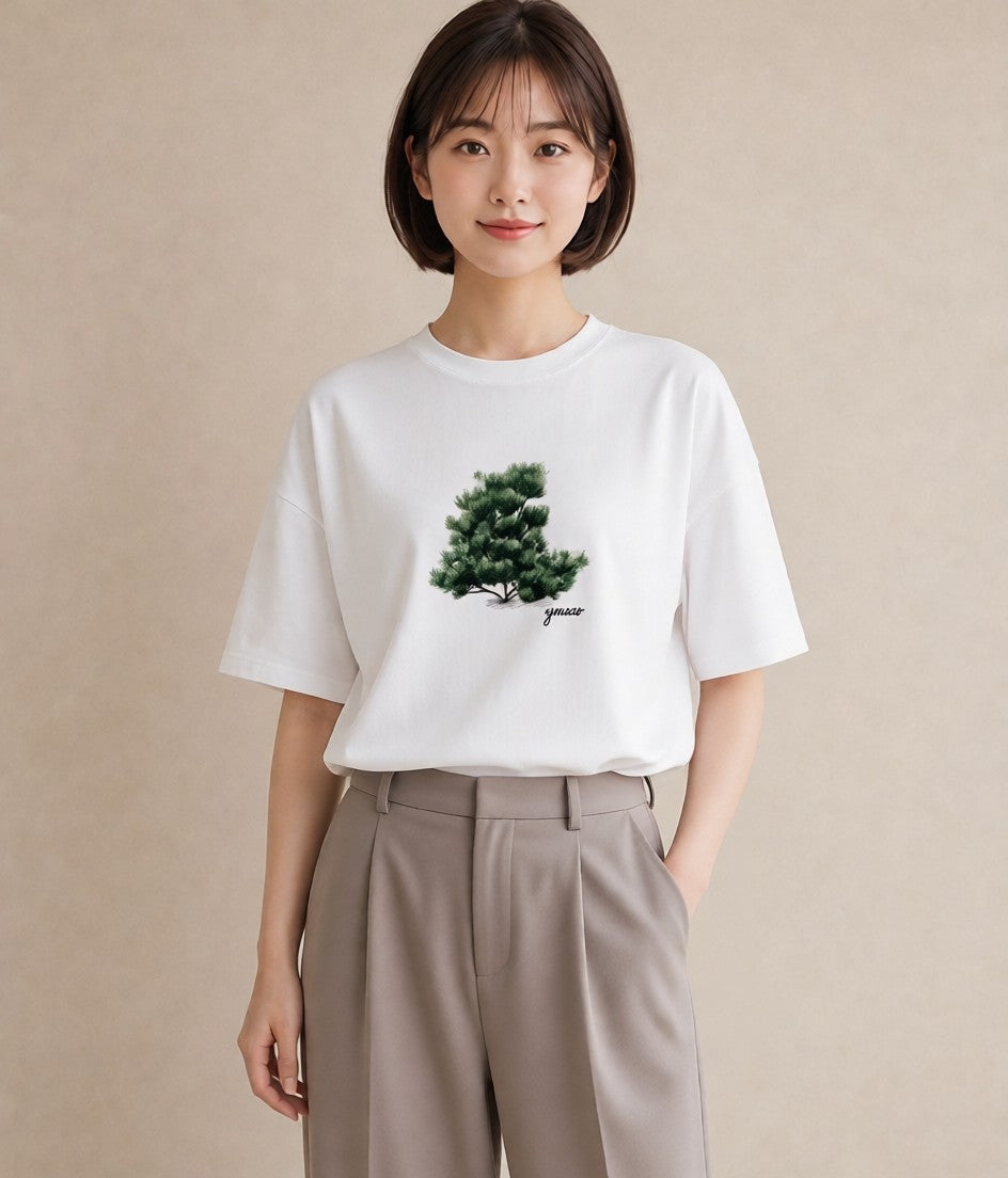 プリントTシャツ レディース 森 植物 ボタニカル イラスト ナチュラル 自分用 ルームウェア 白T