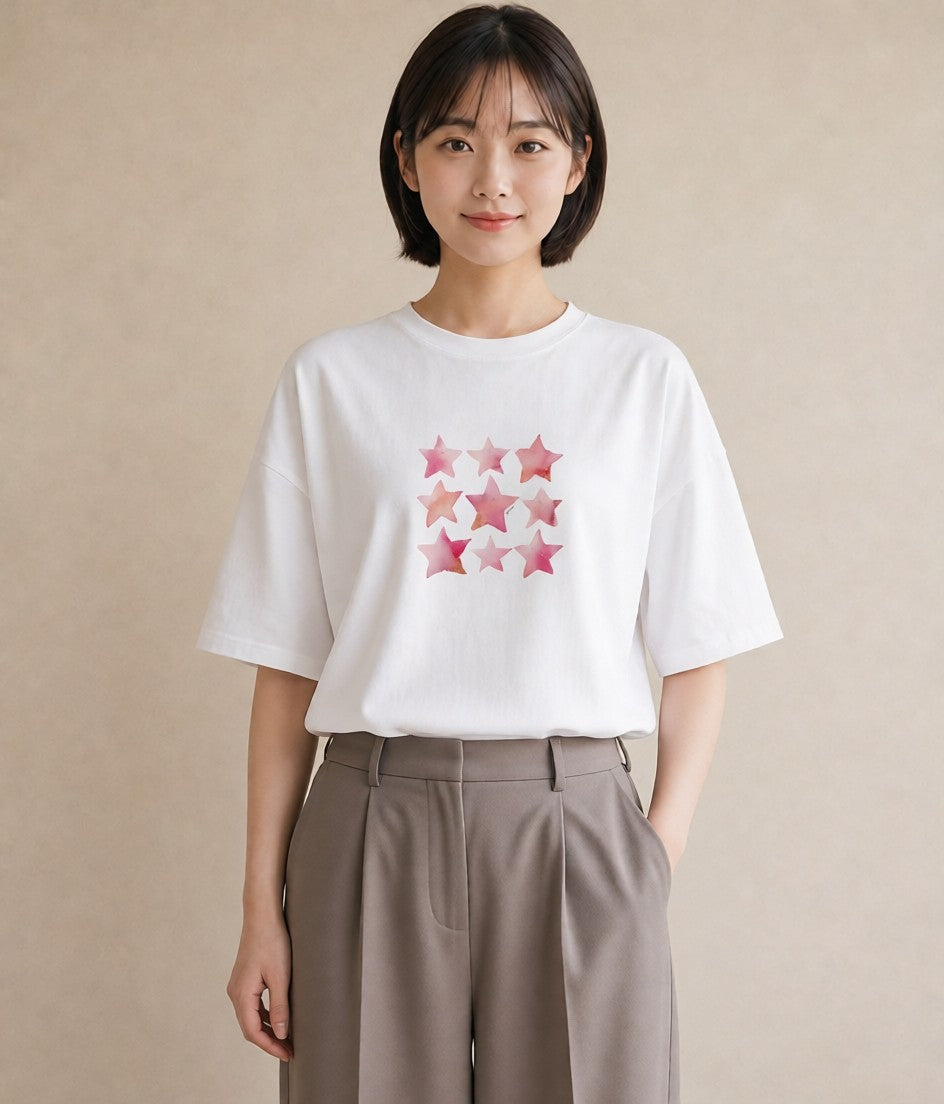 デザインTシャツ レディース 魚座 星空 宇宙 イラスト こなれ感 お揃い 親子 白T