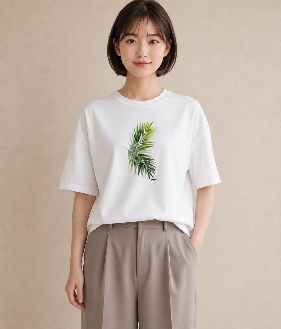 デザインTシャツ レディース シダ 植物 ボタニカル イラスト 姉妹 送別ギフト 白T