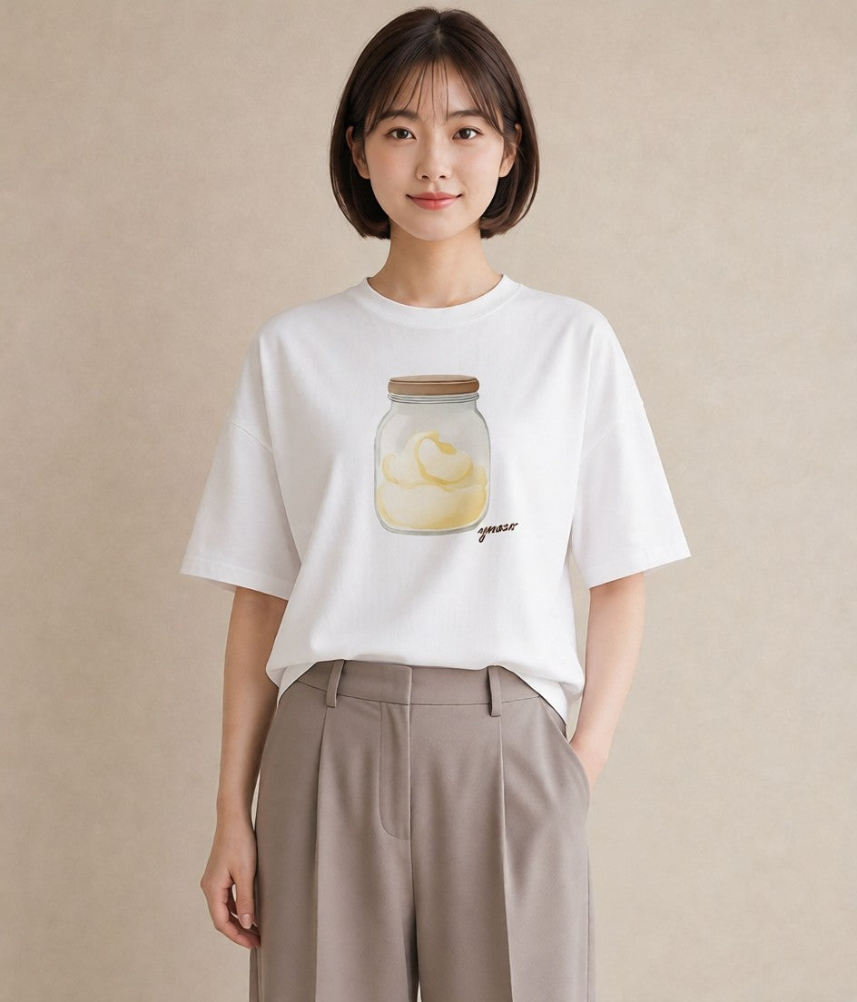 半袖Tシャツ レディース クリームソーダ 食べ物 フード イラスト こなれ感 通学 誕生日プレゼント 白T
