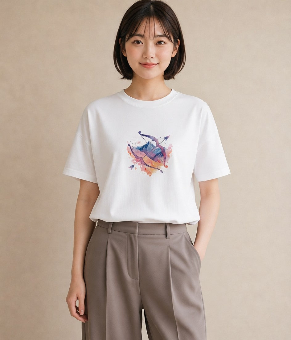 Tシャツ レディース 双子座 星空 宇宙 イラスト ナチュラル 母の日 ビーチ 白T